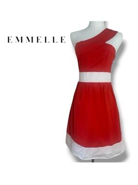 Emmelee one shoulder dress in orange and white size small